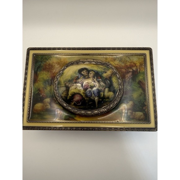 Vtg FSG 2003 Victorian style metal music box wind up humming bird EXCELLENT COND - Picture 3 of 12